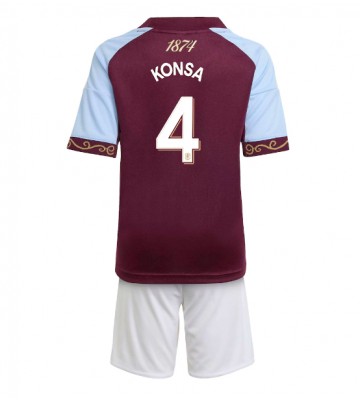 Aston Villa Ezri Konsa #4 Prima Maglia Bambino 2025-26 Manica Corta (+ Pantaloni corti)